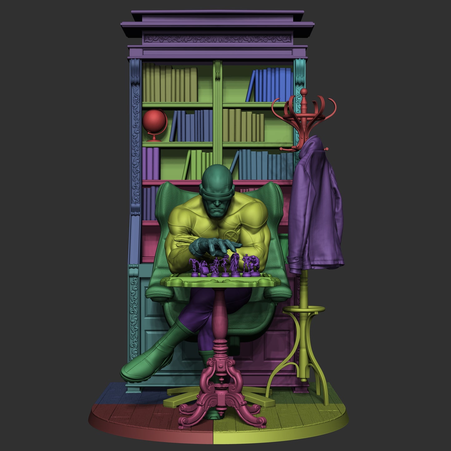 The Tactician Cyclops: X-Men Leader Library Diorama | Maximum Detailed 16K Ultra-High Definition