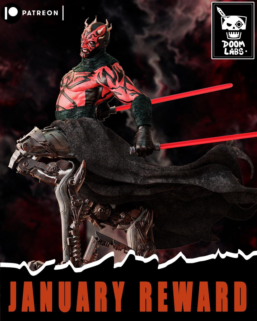 Darth Maul Clone Wars / Solo Cybernetic Statue | Maximum Detailed 16K Ultra-High Definition