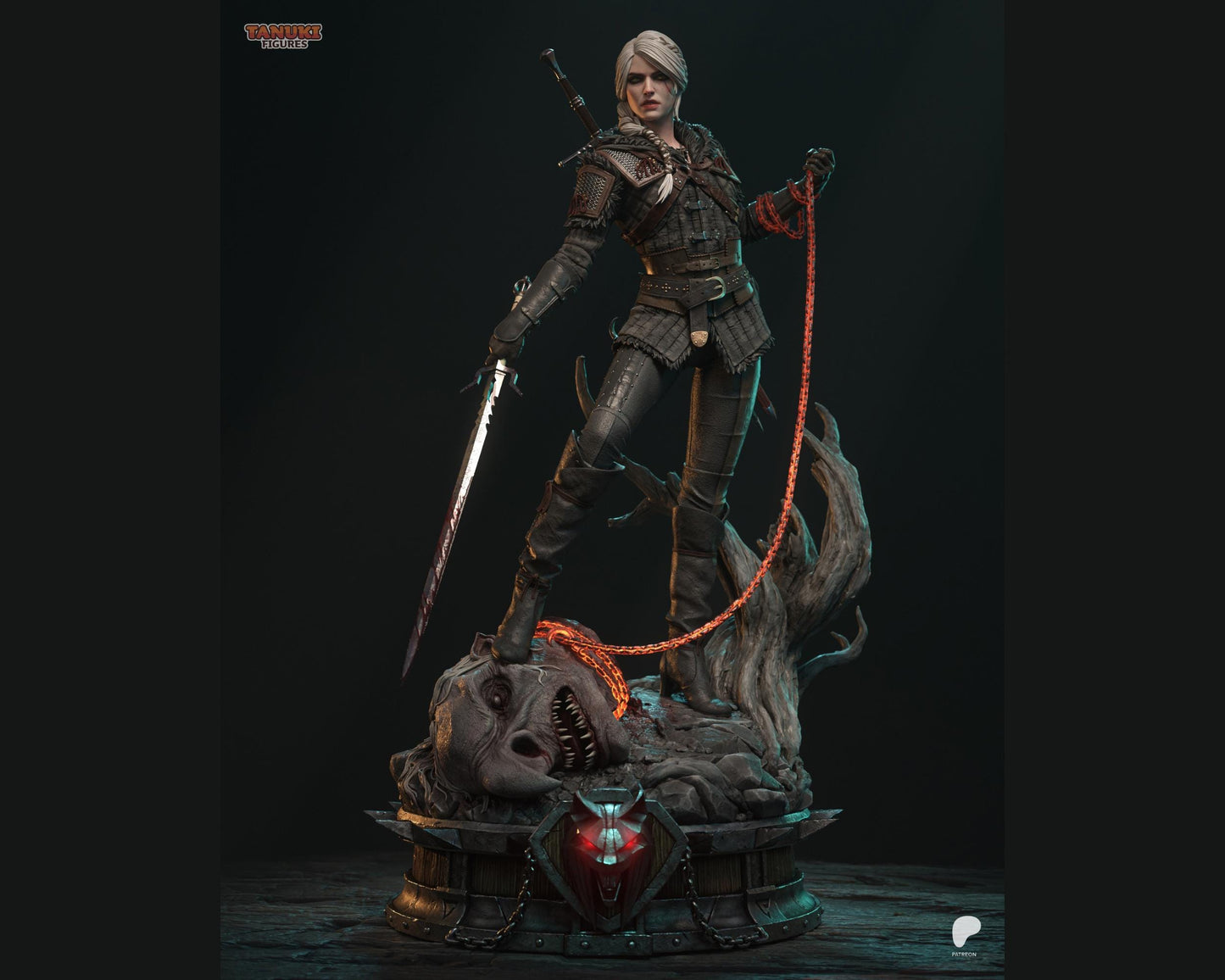 Ciri (Cirilla) – The Witcher 3 Monster Hunter Diorama Statue | Maximum Detailed 16K Ultra-High Definition
