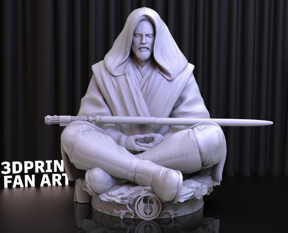 Hand-Painted Obi Wan Kenobi Bust | Maximum Detailed 16K Ultra-High Definition