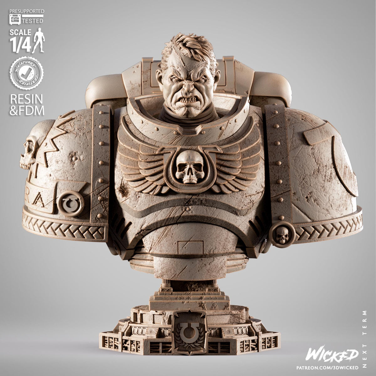 Warhammer 40K Titus Bust | Maximum Detailed 16K Ultra-High Definition