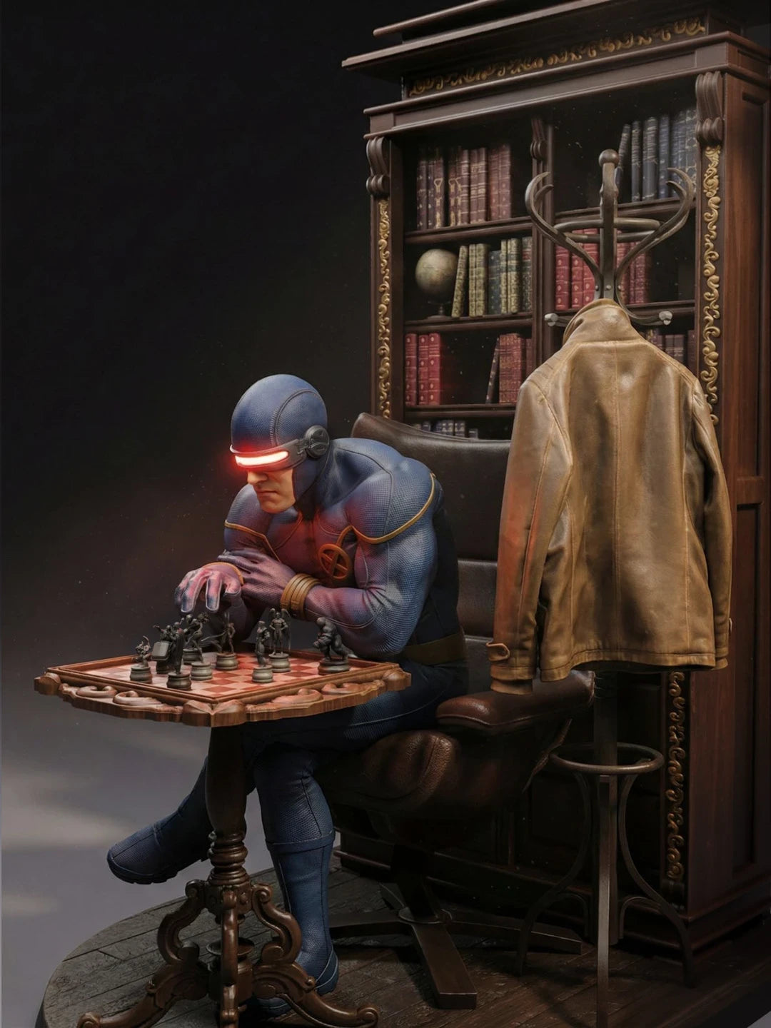 The Tactician Cyclops: X-Men Leader Library Diorama | Maximum Detailed 16K Ultra-High Definition