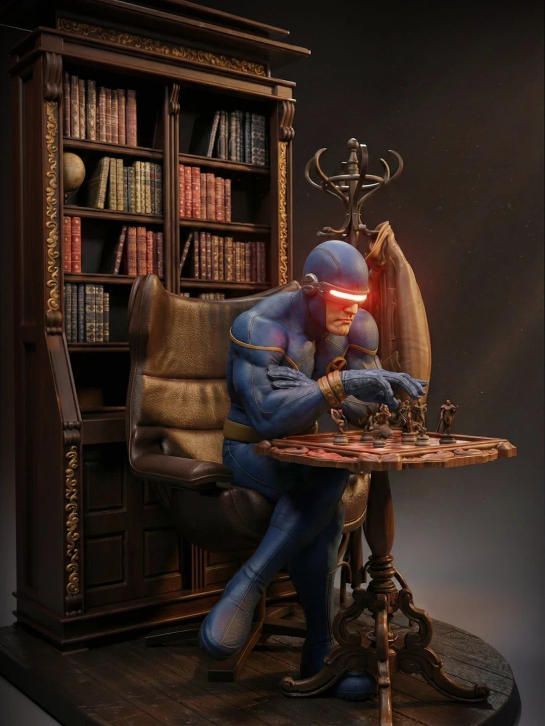 The Tactician Cyclops: X-Men Leader Library Diorama | Maximum Detailed 16K Ultra-High Definition