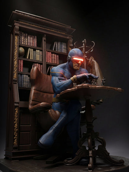 The Tactician Cyclops: X-Men Leader Library Diorama | Maximum Detailed 16K Ultra-High Definition