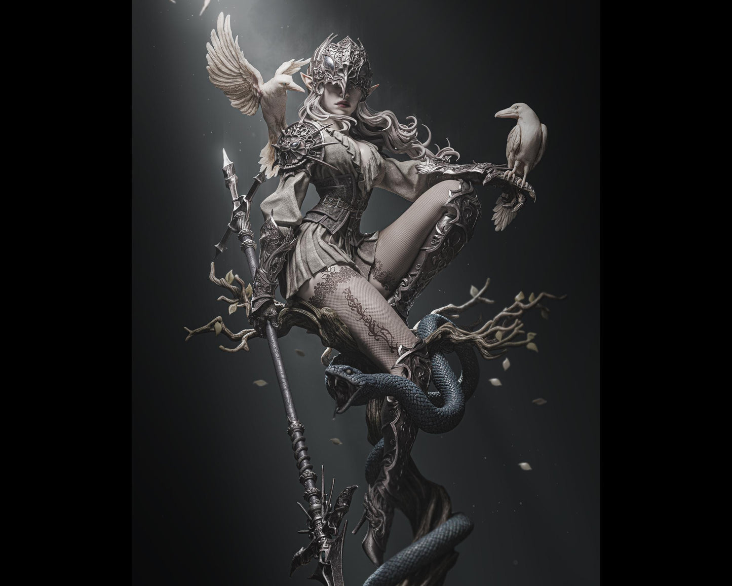 Lenora Queen of Crows Sculpture | Maximum Detailed 12k Resin Printed Figure