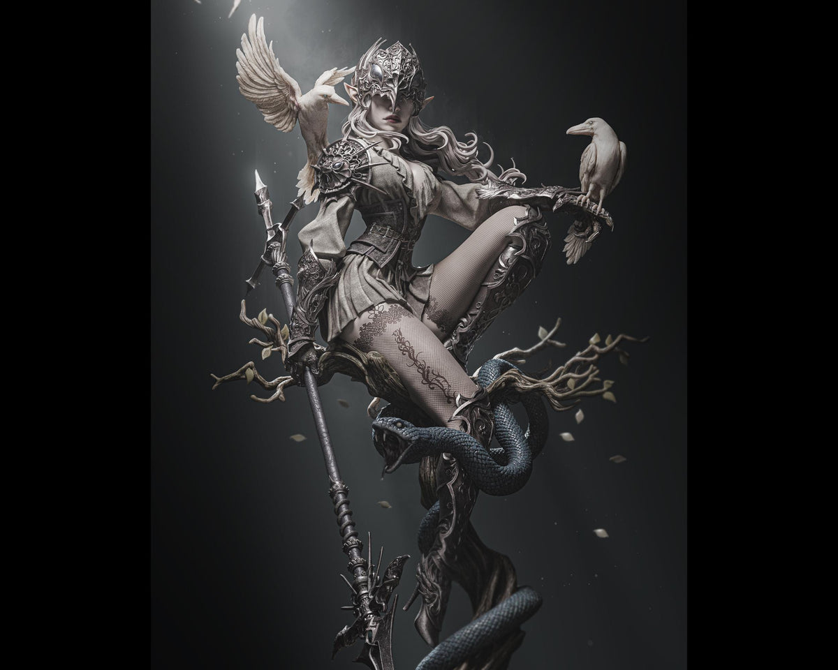 Lenora Queen of Crows Sculpture | Maximum Detailed 12k Resin Printed Figure