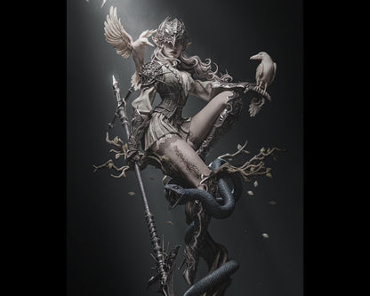 Lenora Queen of Crows Sculpture | Maximum Detailed 12k Resin Printed Figure