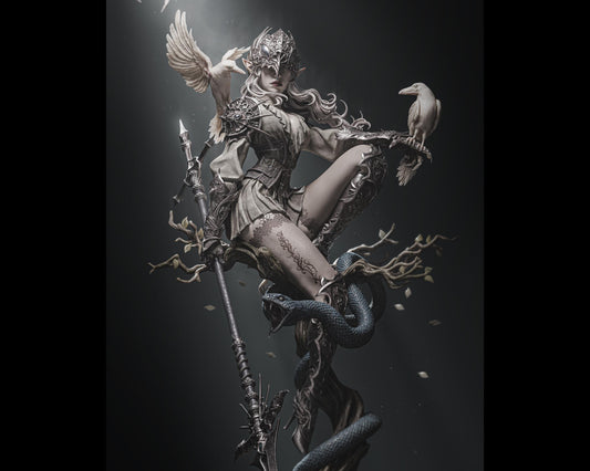 Lenora Queen of Crows Sculpture | Maximum Detailed 12k Resin Printed Figure