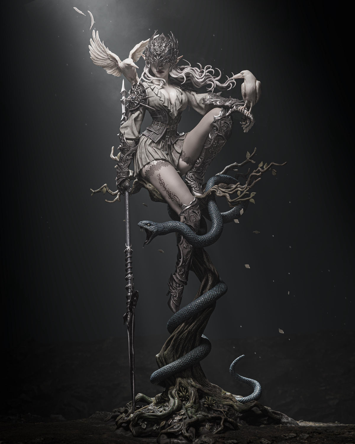 Lenora Queen of Crows Sculpture | Maximum Detailed 12k Resin Printed Figure