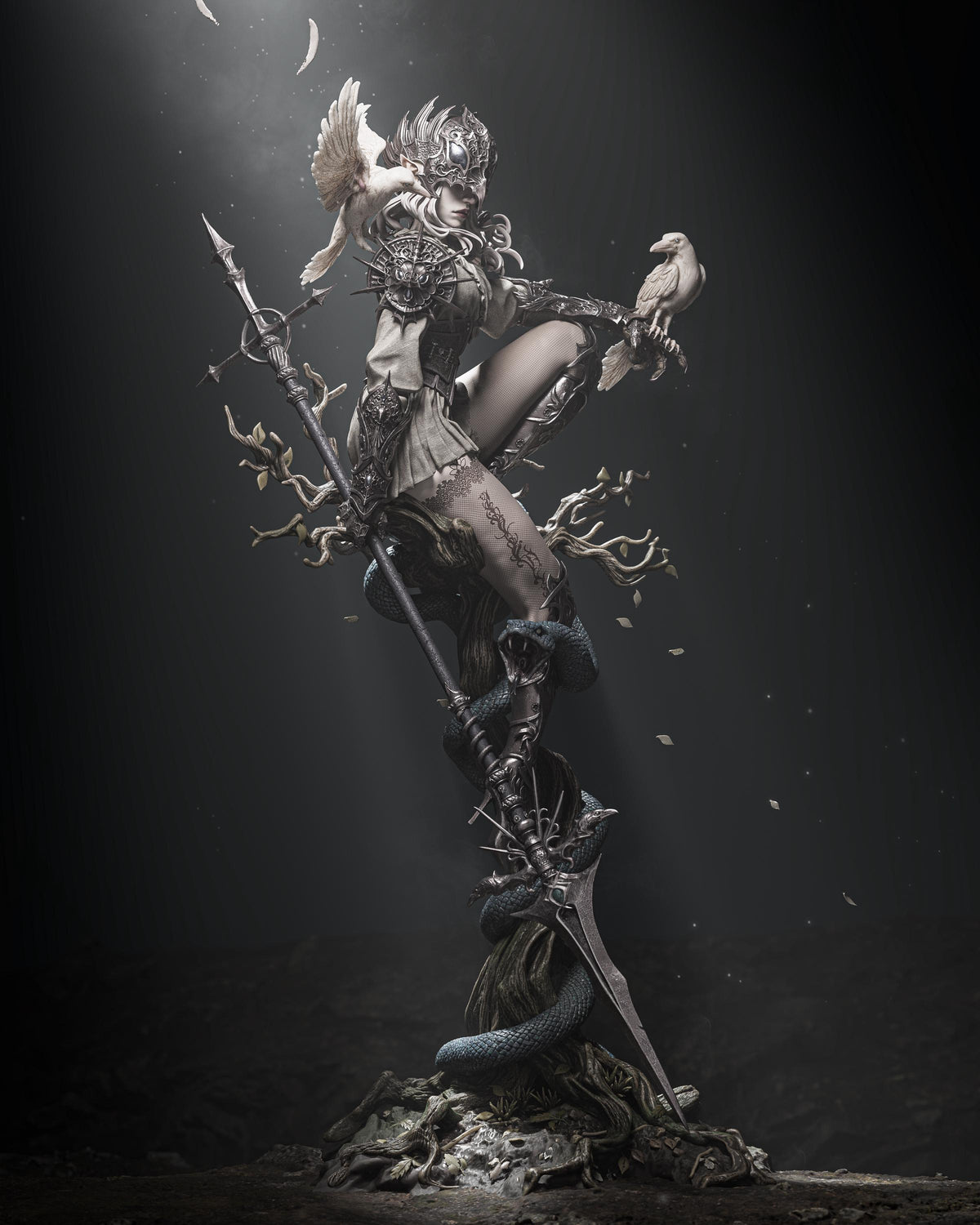 Lenora Queen of Crows Sculpture | Maximum Detailed 12k Resin Printed Figure