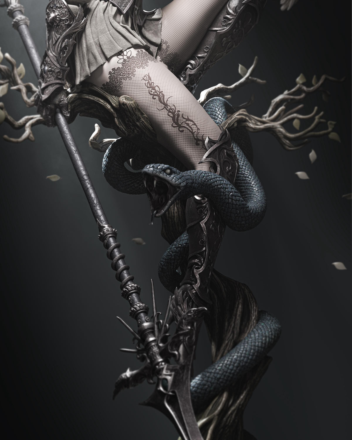 Lenora Queen of Crows Sculpture | Maximum Detailed 12k Resin Printed Figure
