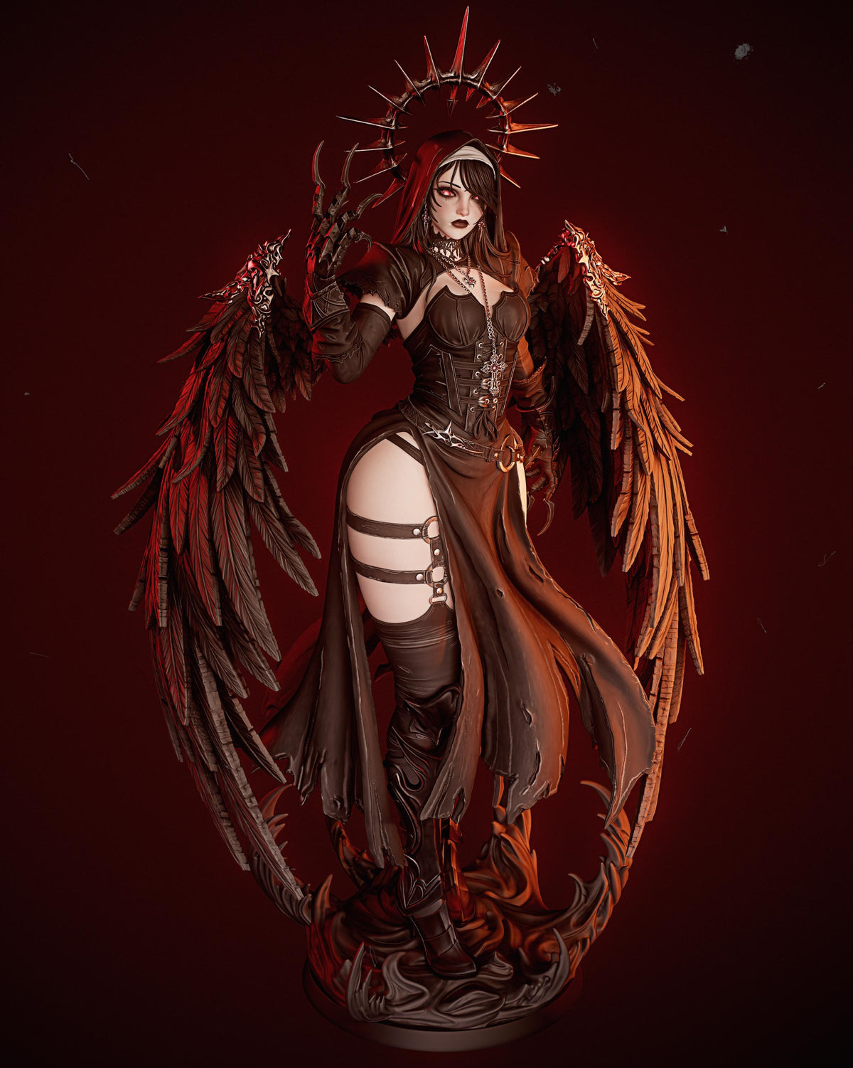 Corrupted Nun Dark Fantasy Statue | Maximum Detailed 12k Resin 3D Printed Figure