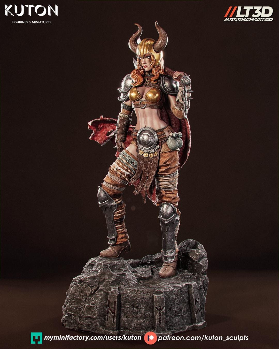 Nordic Valkyrie Warrior Statue – 3D Printed Resin Collectible Figure