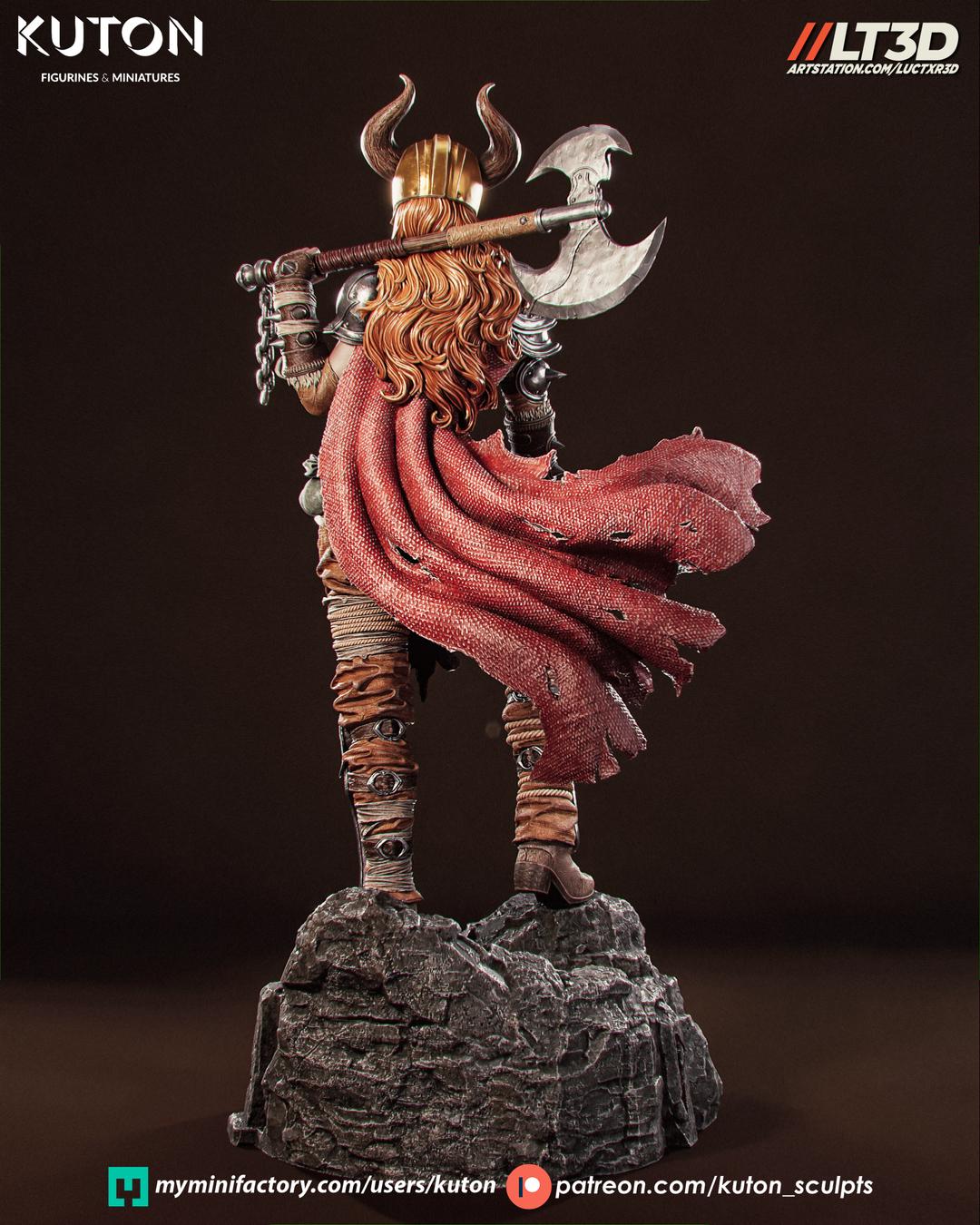 Nordic Valkyrie Warrior Statue – 3D Printed Resin Collectible Figure