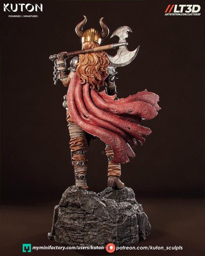 Nordic Valkyrie Warrior Statue – 3D Printed Resin Collectible Figure