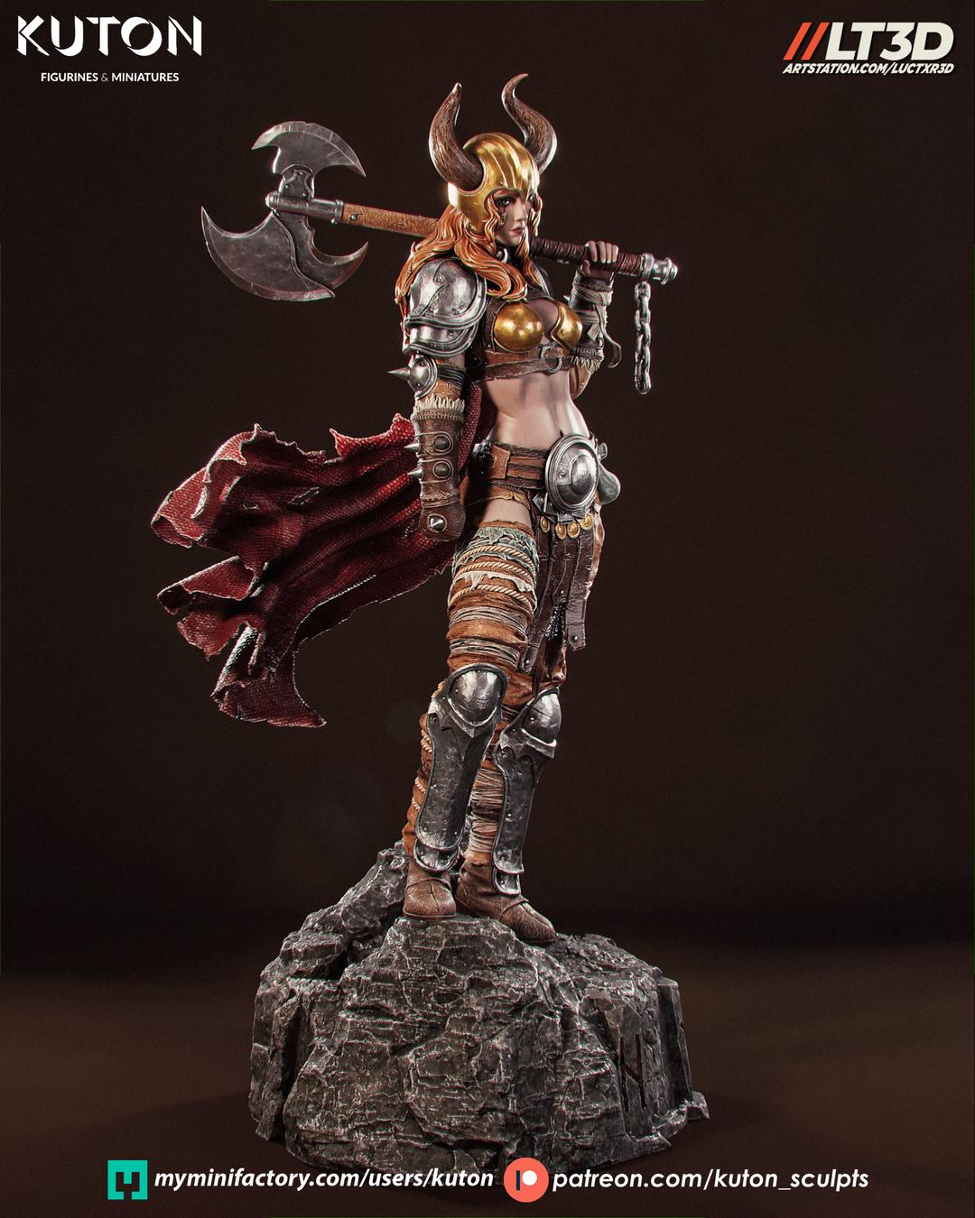 Nordic Valkyrie Warrior Statue – 3D Printed Resin Collectible Figure