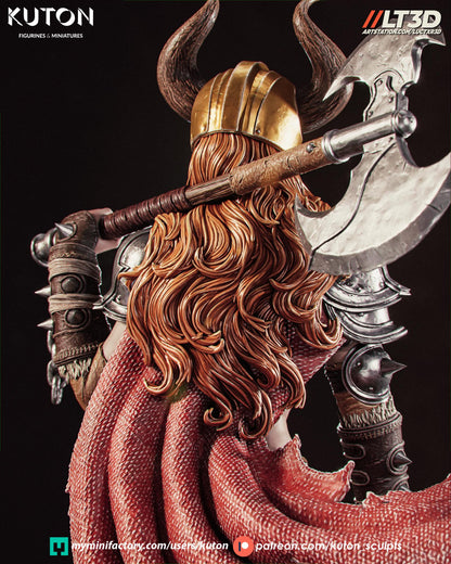 Nordic Valkyrie Warrior Statue – 3D Printed Resin Collectible Figure
