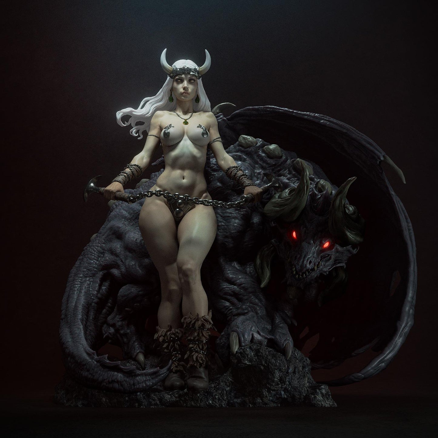 Dragon Tamer Warrior Statue | RPG Collector Statue - Maximum Detailed 12k Resin Printed Figure