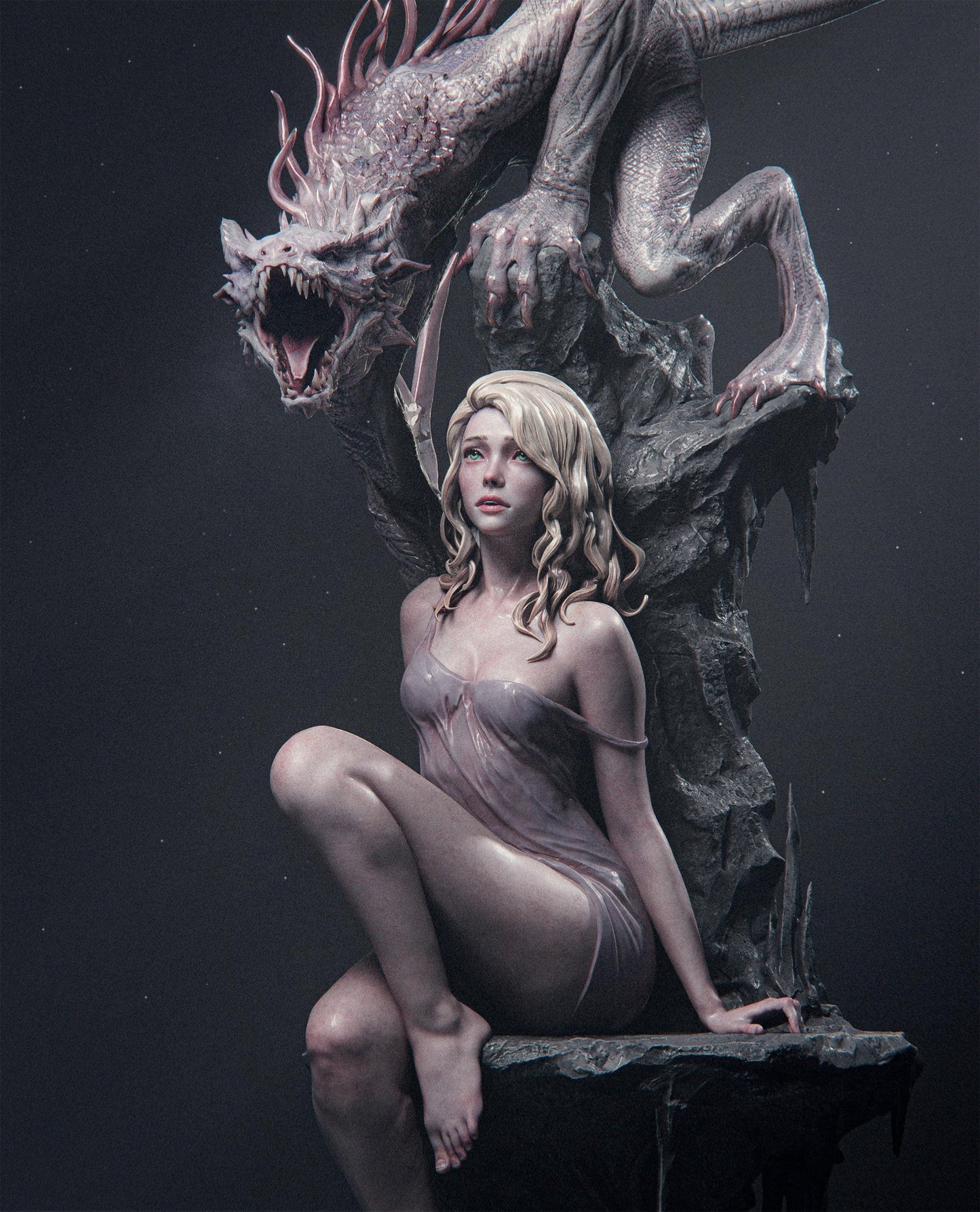 Elegy of Wyrm Statue | Maximum Detailed 12k Resin Printed Figure