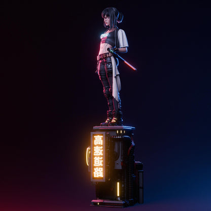 Cyberpunk Samurai Girl Statue | Maximum Detailed 12k Resin Printed Figure