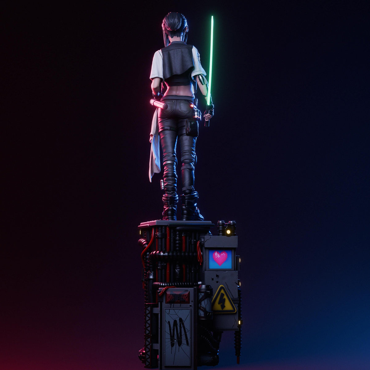Cyberpunk Samurai Girl Statue | Maximum Detailed 12k Resin Printed Figure