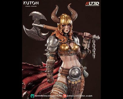 Nordic Valkyrie Warrior Statue – 3D Printed Resin Collectible Figure