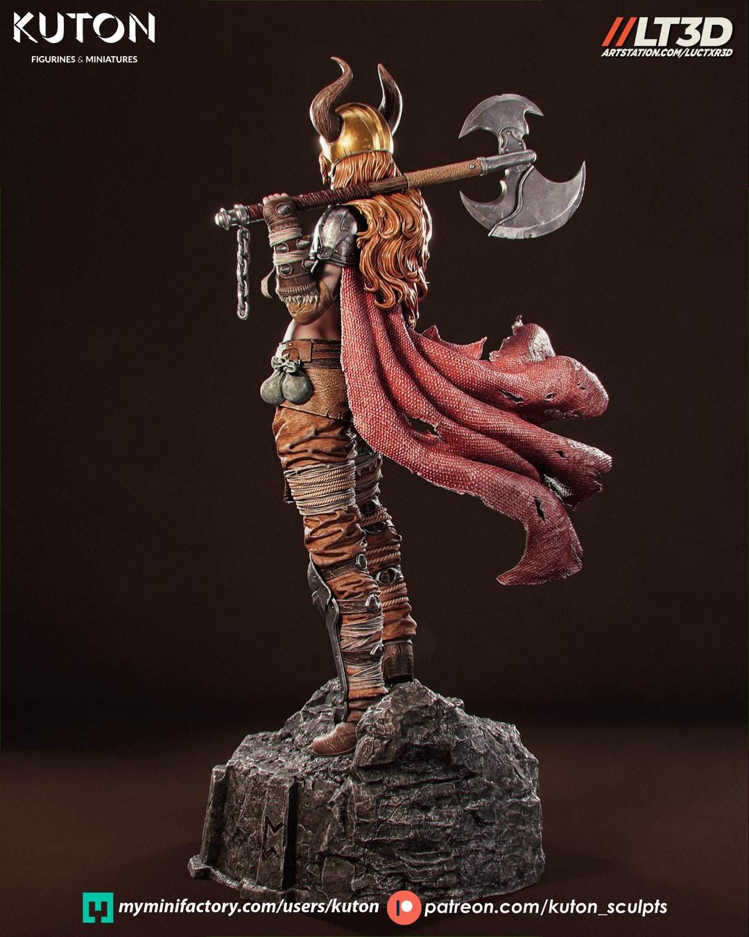 Nordic Valkyrie Warrior Statue – 3D Printed Resin Collectible Figure