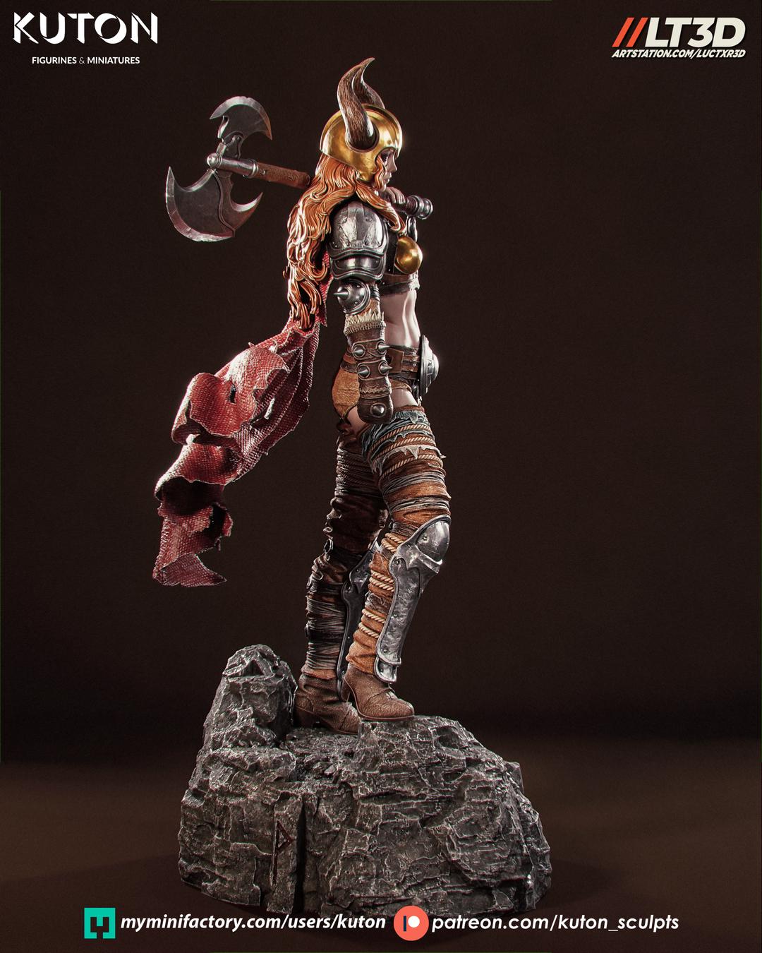 Nordic Valkyrie Warrior Statue – 3D Printed Resin Collectible Figure