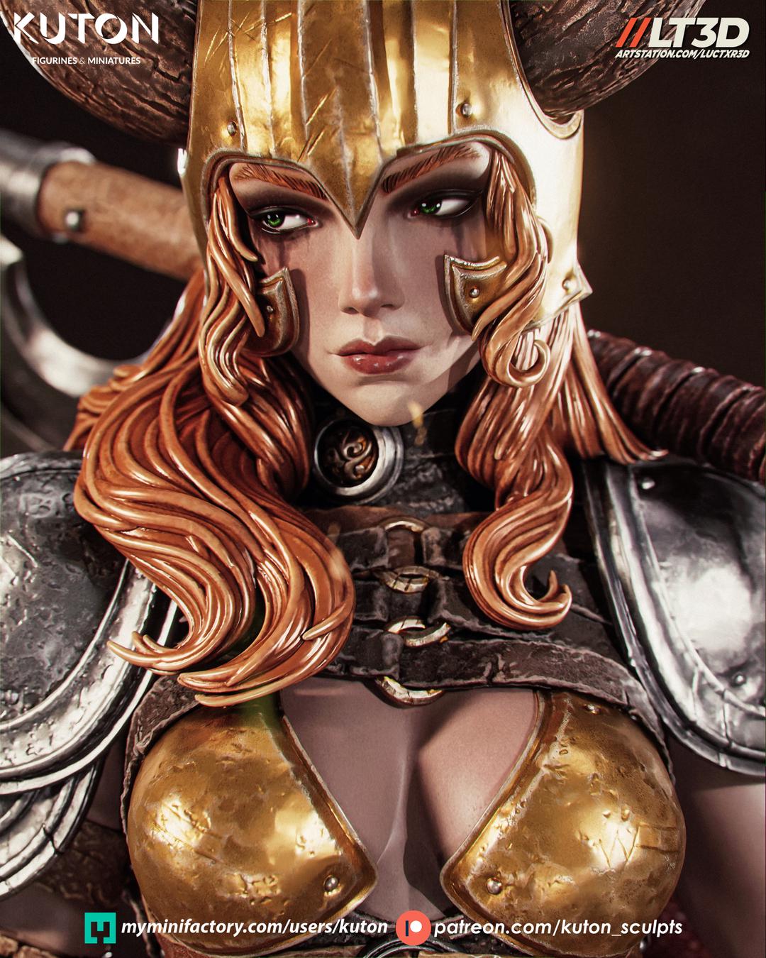 Nordic Valkyrie Warrior Statue – 3D Printed Resin Collectible Figure