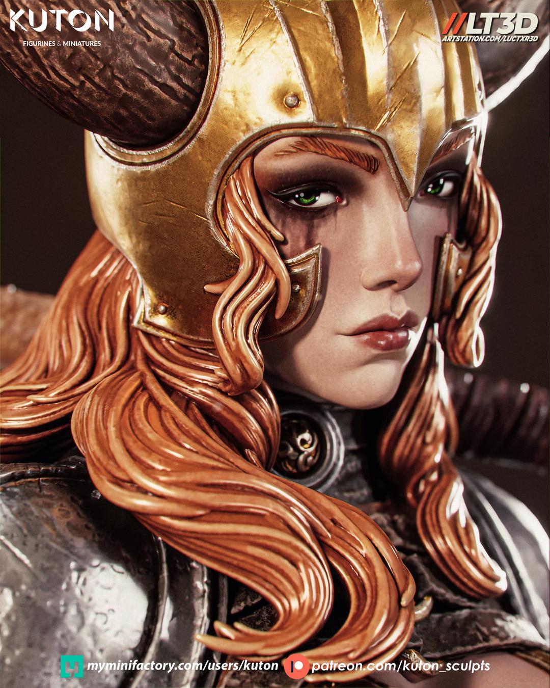 Nordic Valkyrie Warrior Statue – 3D Printed Resin Collectible Figure