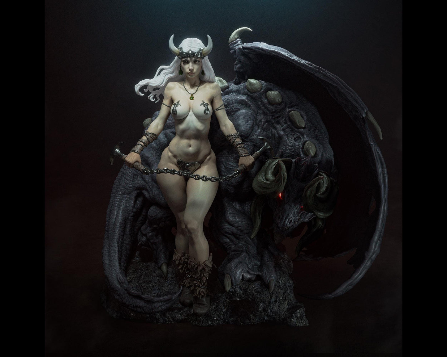 Dragon Tamer Warrior Statue | RPG Collector Statue - Maximum Detailed 12k Resin Printed Figure
