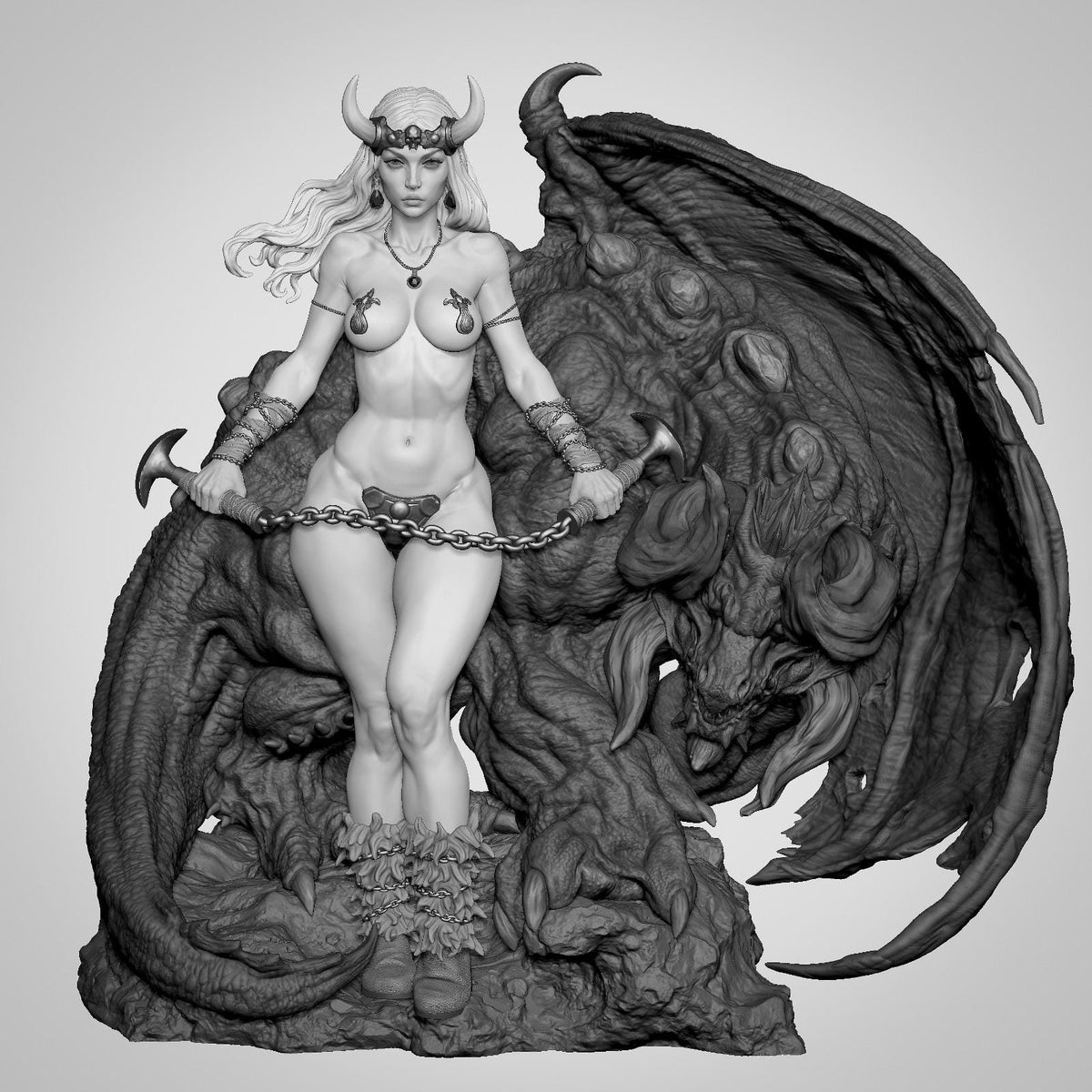 Dragon Tamer Warrior Statue | RPG Collector Statue - Maximum Detailed 12k Resin Printed Figure