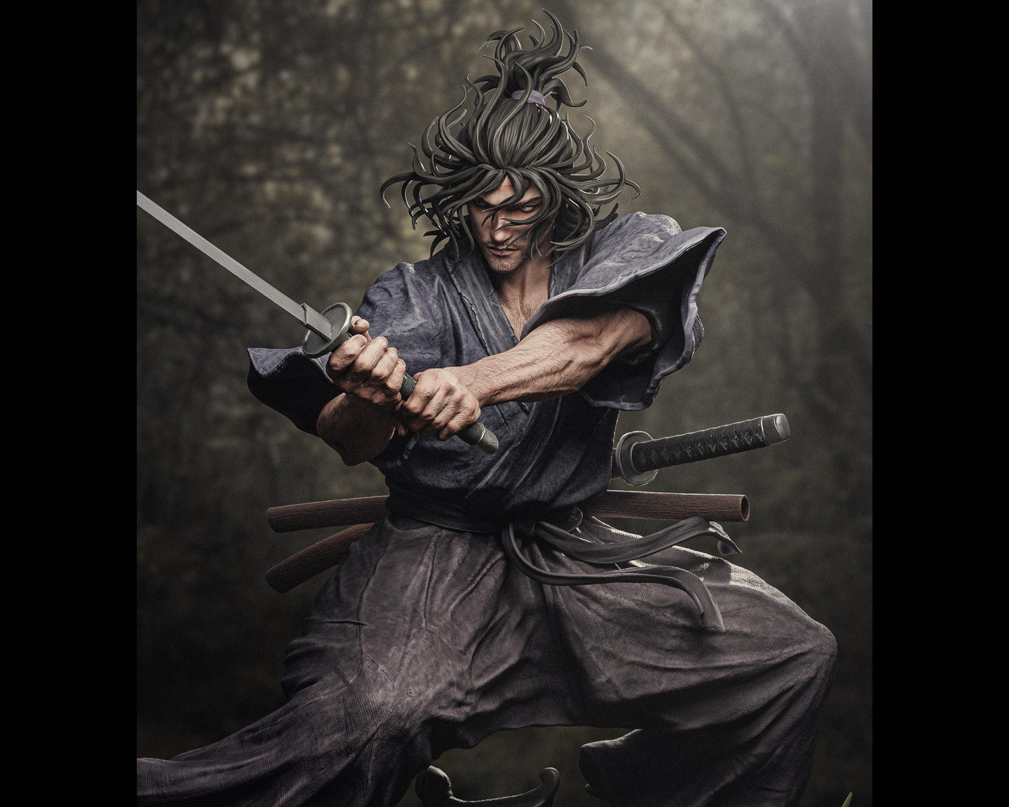 Legendary Samurai Ronin Miyamoto Musashi Statue | Maximum Detailed 12k Resin Printed Figure
