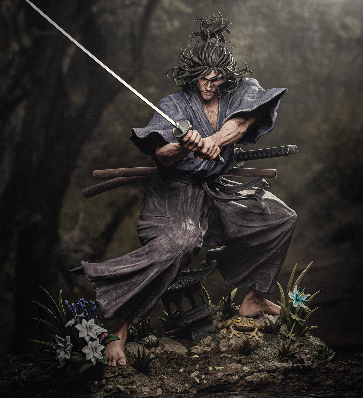 Legendary Samurai Ronin Miyamoto Musashi Statue | Maximum Detailed 12k Resin Printed Figure
