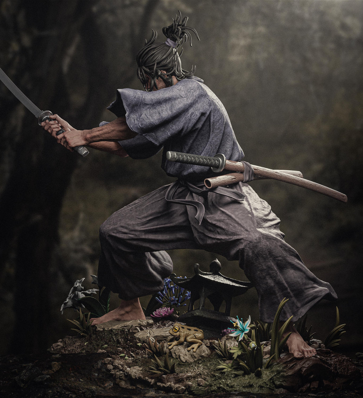 Legendary Samurai Ronin Miyamoto Musashi Statue | Maximum Detailed 12k Resin Printed Figure