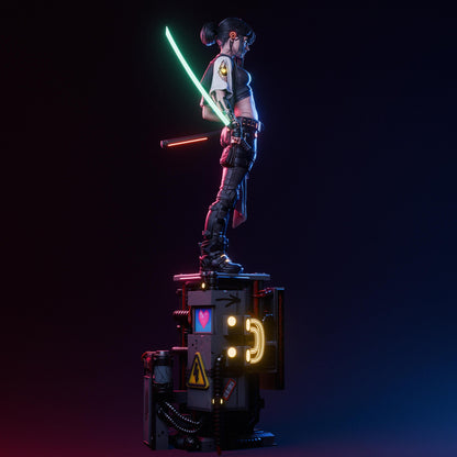 Cyberpunk Samurai Girl Statue | Maximum Detailed 12k Resin Printed Figure