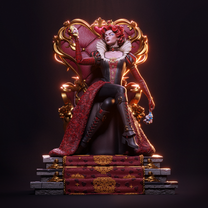 Queen of Hearts on Throne Statue – Alice in Wonderland | Maximum Detailed 16K Ultra-High Definition