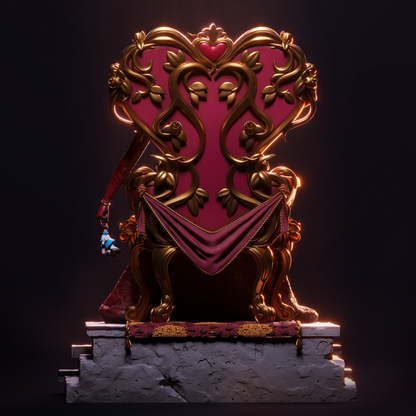 Queen of Hearts on Throne Statue – Alice in Wonderland | Maximum Detailed 16K Ultra-High Definition