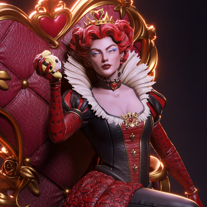 Queen of Hearts on Throne Statue – Alice in Wonderland | Maximum Detailed 16K Ultra-High Definition